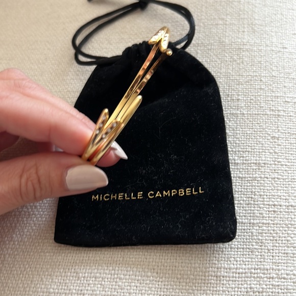 Set of 2 Michelle Campbell Gold Talon Bangle Bracelets - Picture 4 of 5